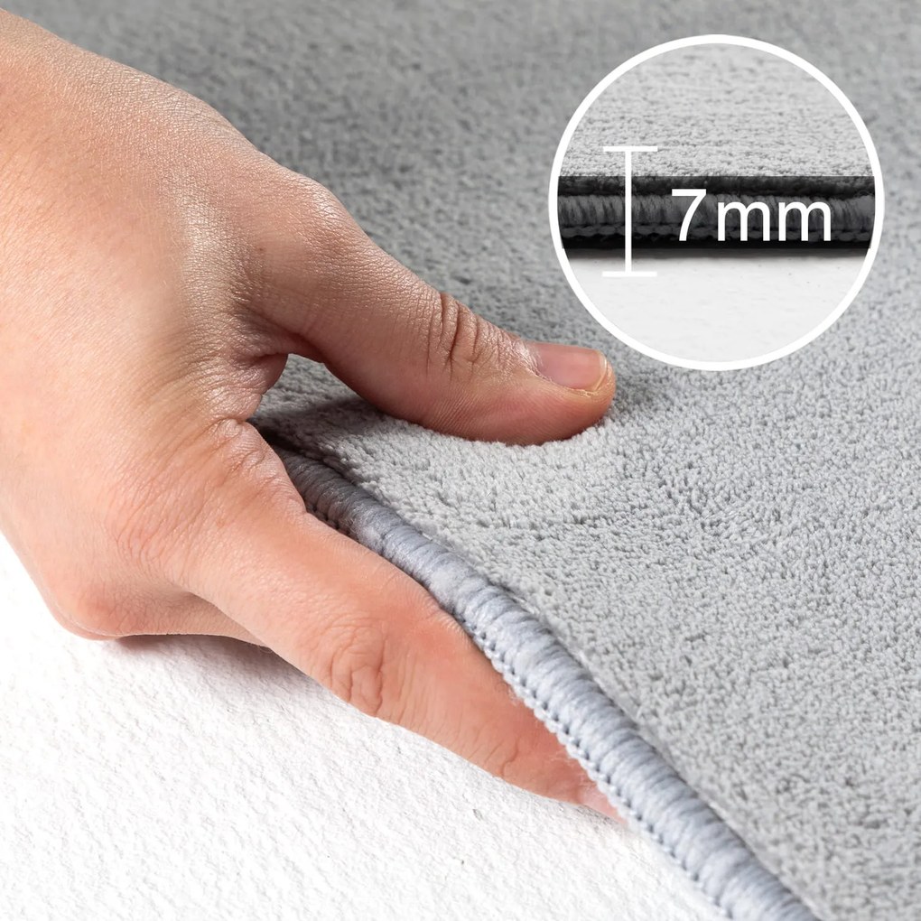 Dywan pluszowy Sky srebrny antypoślizgowy do prania 200 cm x 200 cm  koło