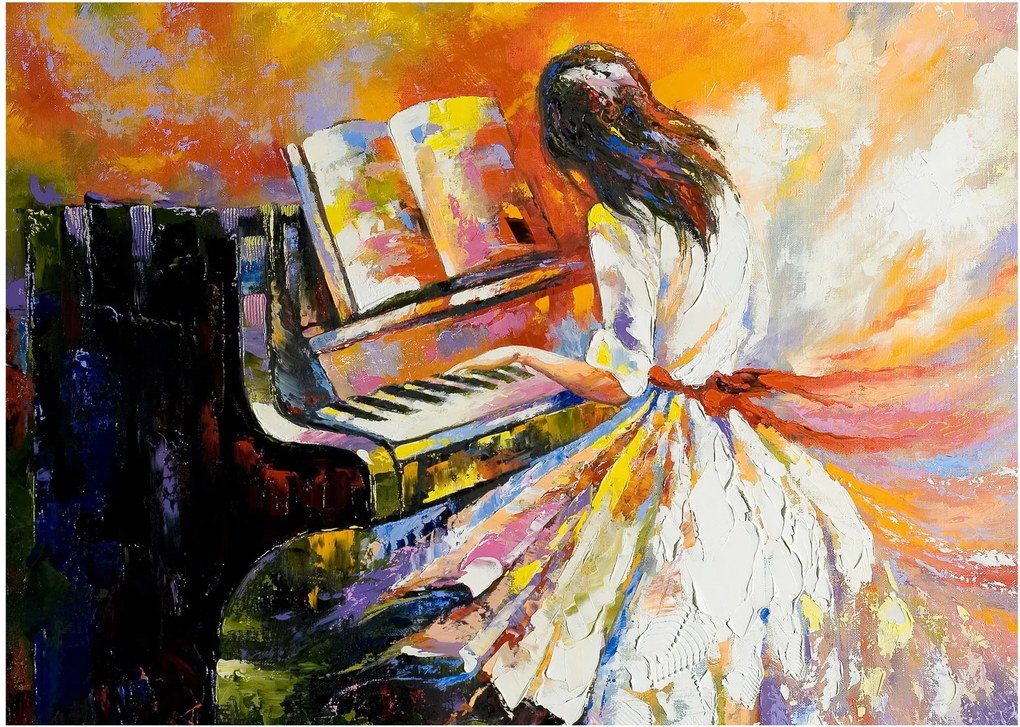 Obraz - Kobieta grająca na pianinie (70x50 cm)