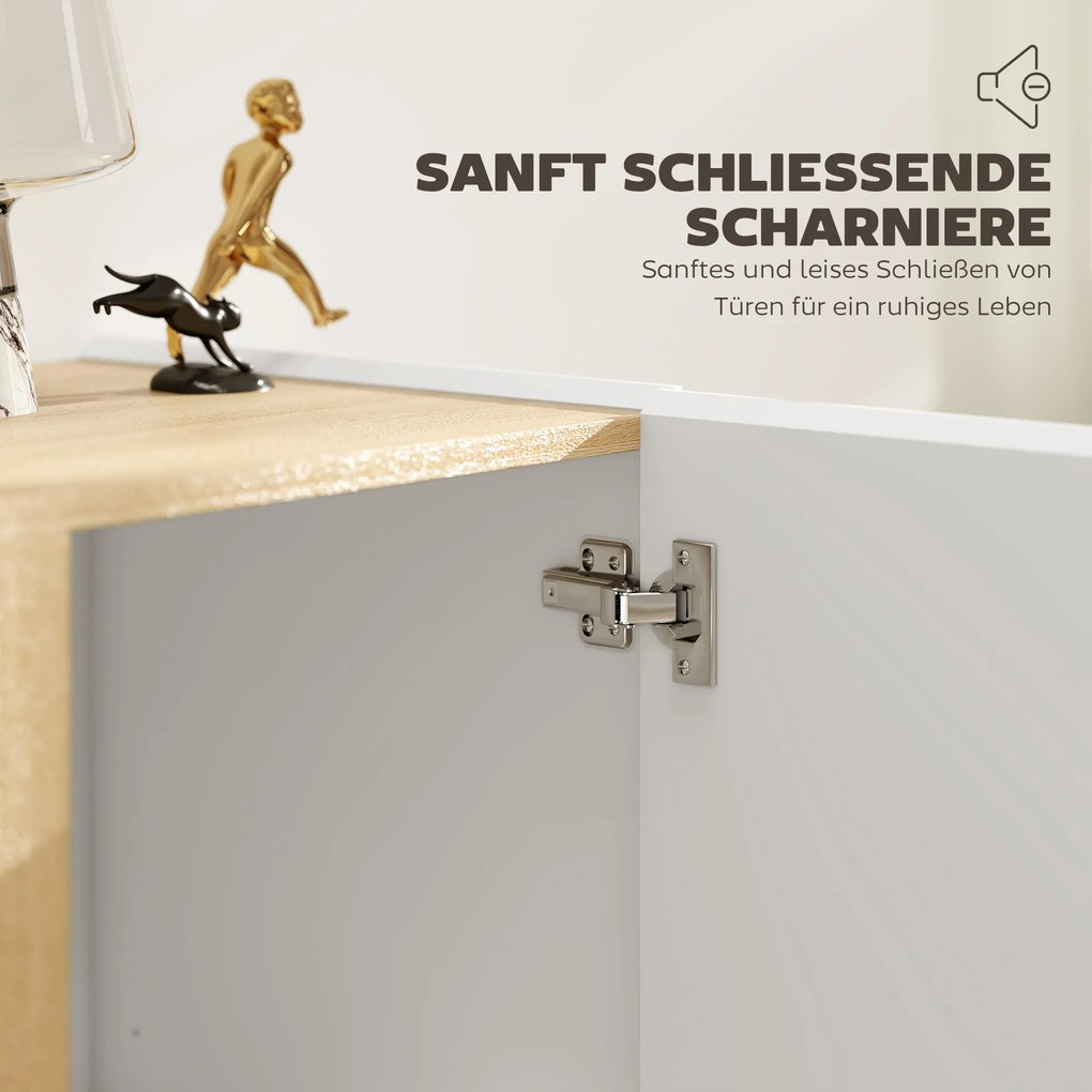 HOMCOM Szafka, komoda z drzwiami Soft-Close, regulowana półka, do salonu, kuchni, jadalni, Biała