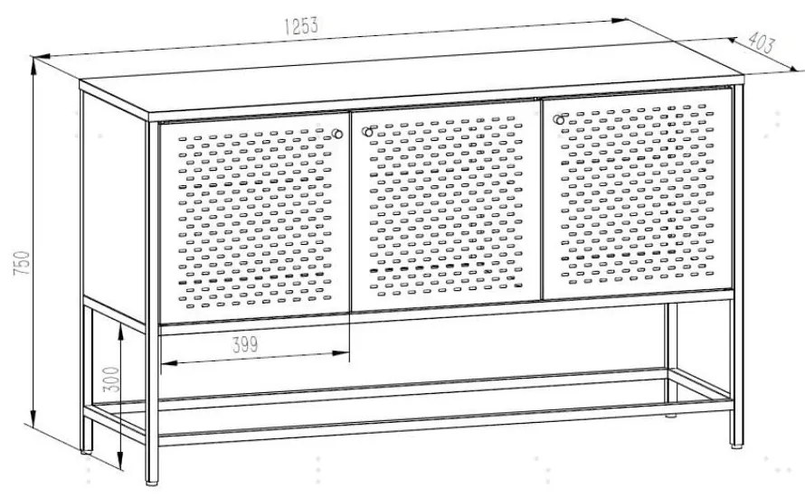 Czarna metalowa niska komoda 125x75 cm Newcastle – Actona