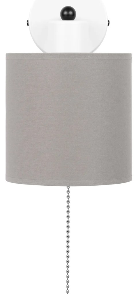 Biały kinkiet LED z włącznikiem z szarym abażurem SHWD-C-1010WE-GR jed