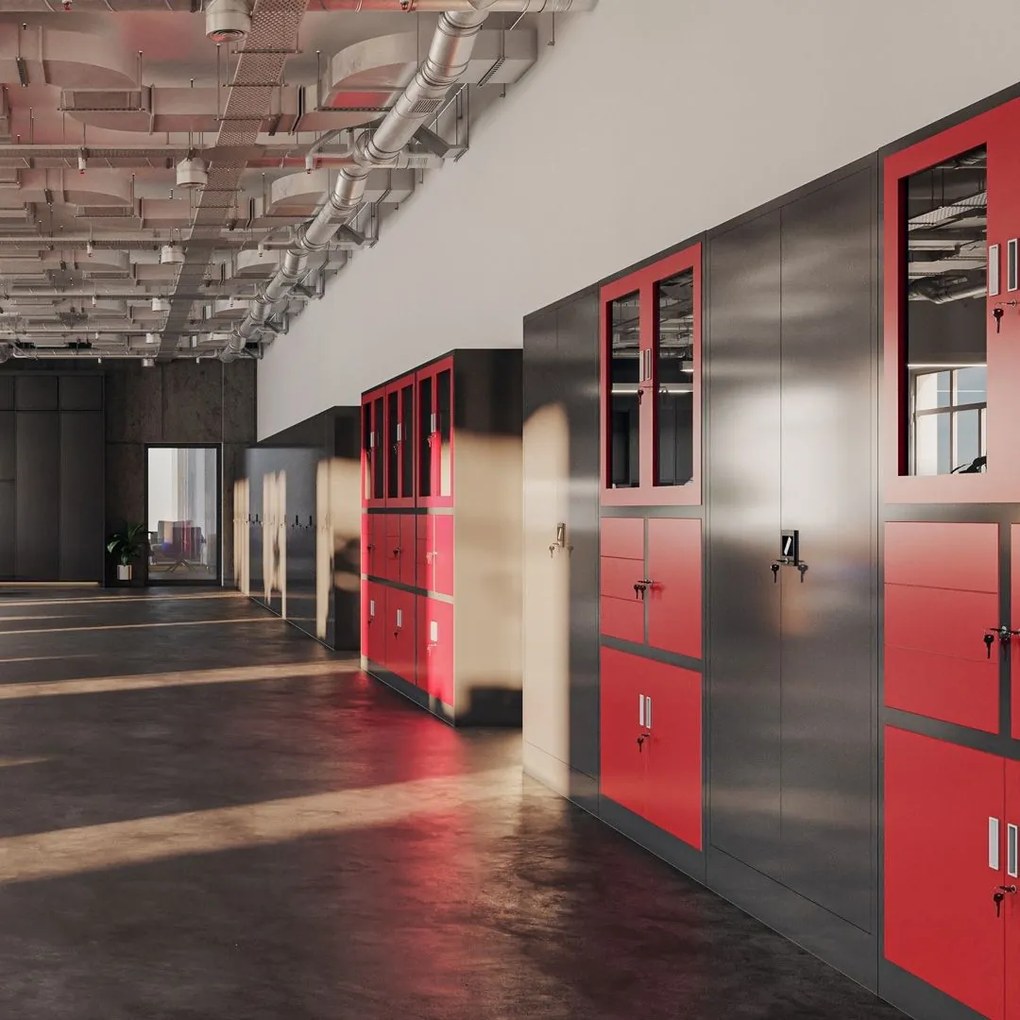 Szafa biurowa Jan dwudrzwiowa 90x40x185 cm czarna