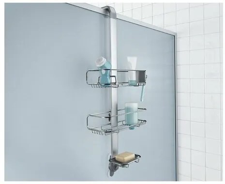 Simplehuman Regulowany uchwyt na drzwi prysznicowe z półkami