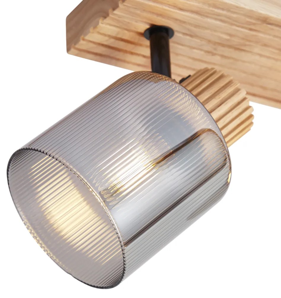 Nowoczesny reflektor drewniany z przydymionym szkłem 2-punktowy obrotowy i uchylny - Gracy