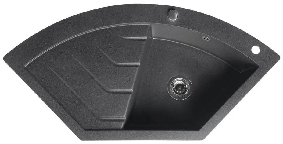 Sapho - Narożny zlew kuchenny 114x57,5 cm granit/czarny