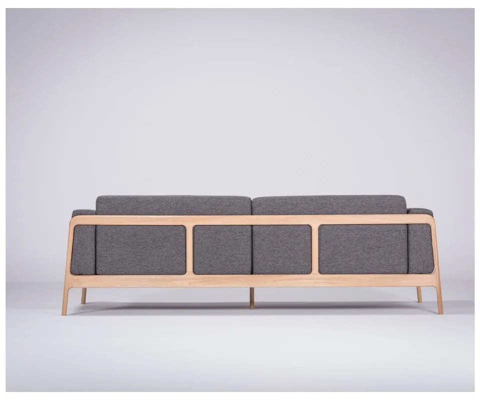 Ciemnoszara sofa z konstrukcją z drewna dębowego Gazzda Fawn, 240 cm