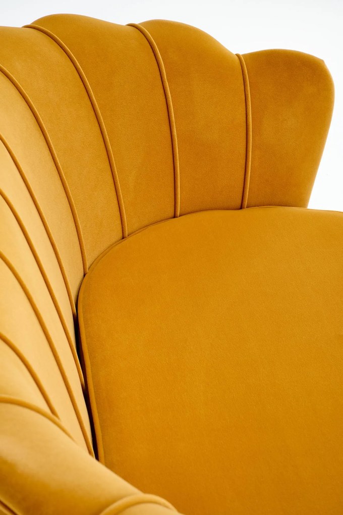 ALMA 2 XL sofa musztardowy, czarny, tapicerowana, Velvet, 2-osobowa