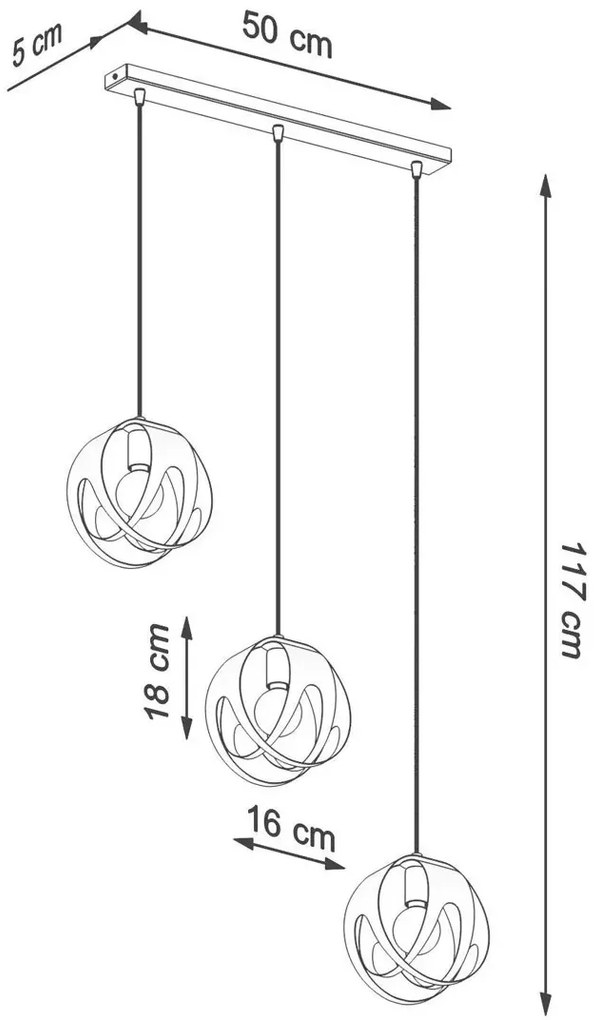 Czarna stalowa lampa wisząca nad stół w stylu loft - 7X A190 G3-C45