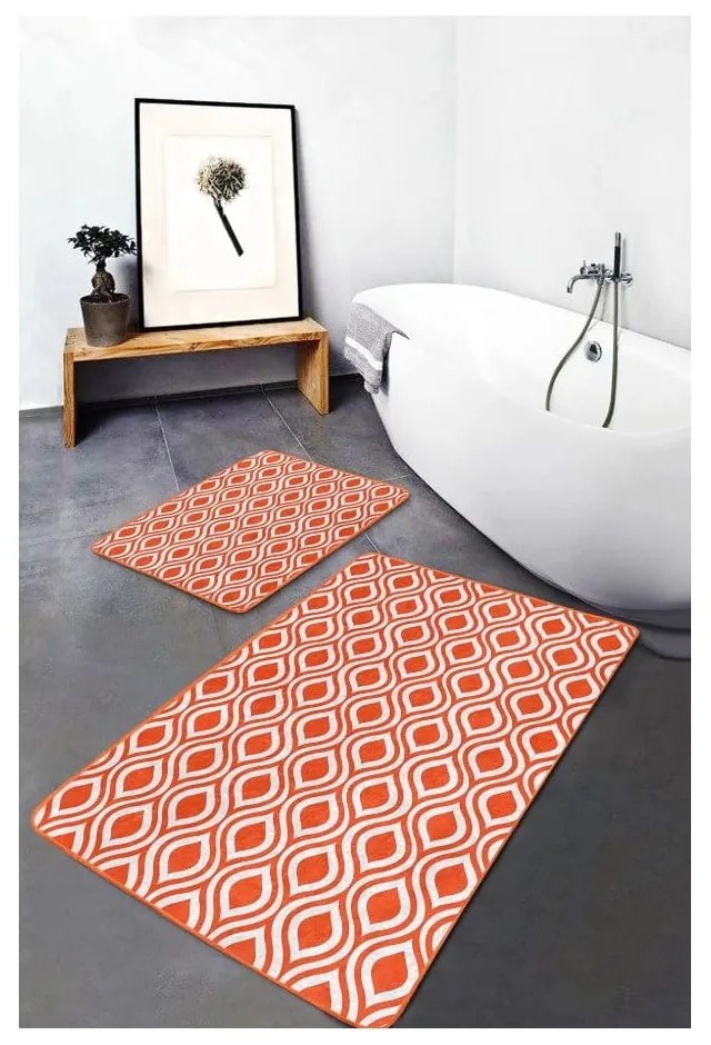 Pomarańczowe aksamitne dywaniki łazienkowe zestaw 2 szt. 60x100 cm – Mila Home
