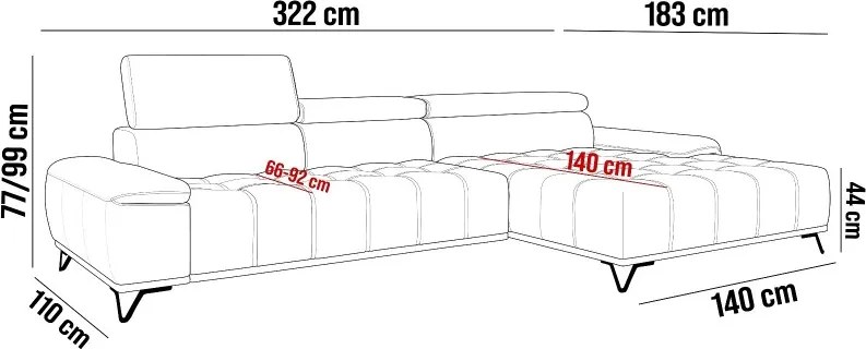 Narożnik PALLADIO MINI z elektryczną regulacją siedziska Prawostronny w tkaninie RIVIERA 62 WERSAL
