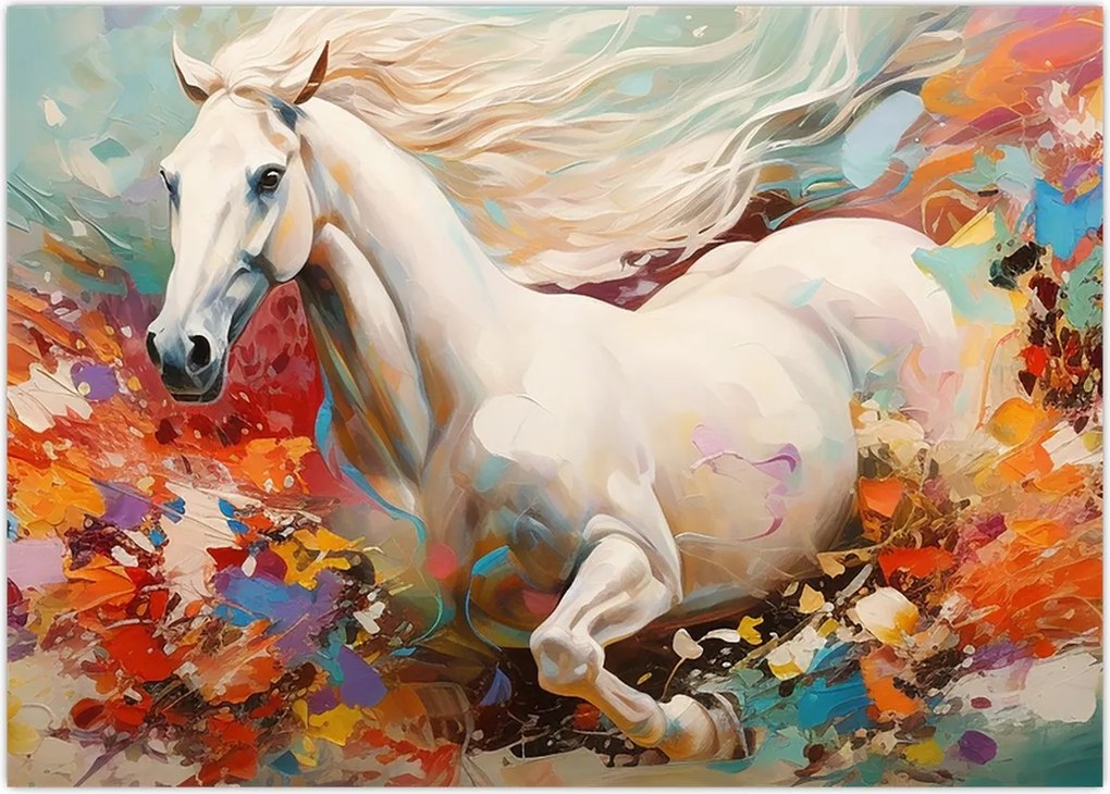 Obraz na szkle - Malowanie konia (70x50 cm)