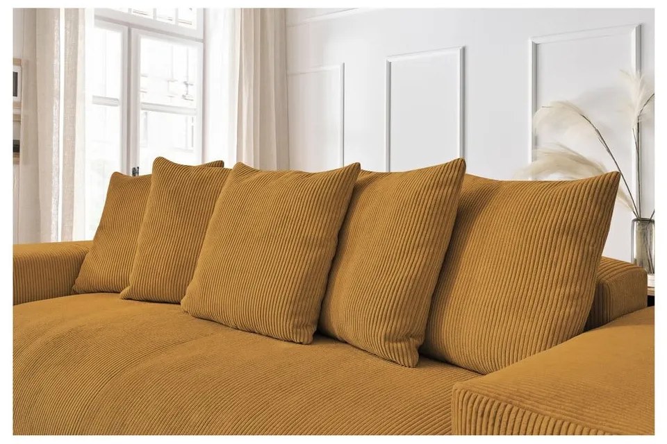 Musztardowa sztruksowa sofa 280 cm Voltaire – Bobochic Paris