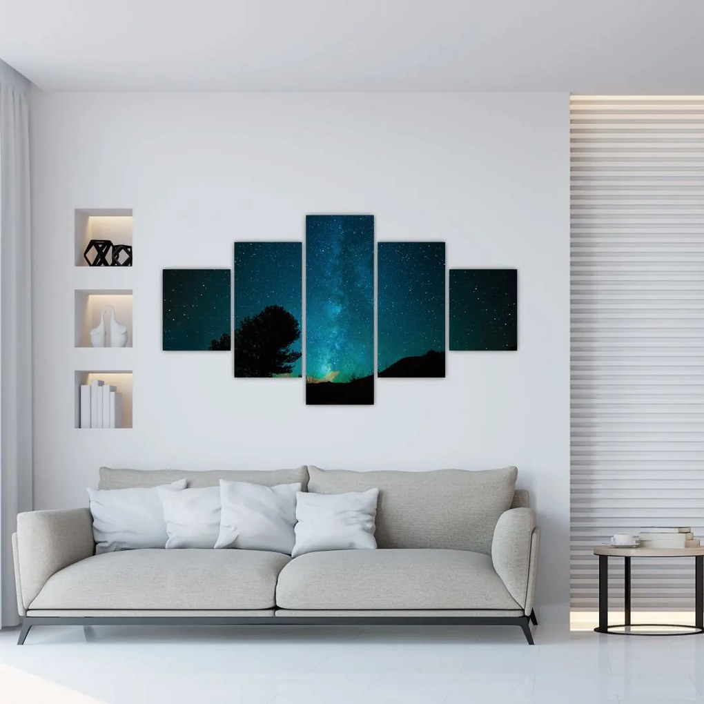 Obraz nocnego nieba z gwiazdami (125x70 cm)
