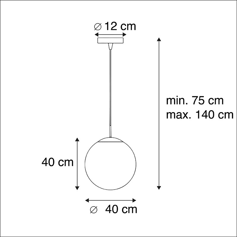 Skandynawska lampa wisząca z opalem 40 cm - Ball 40 Nowoczesny Oswietlenie wewnetrzne
