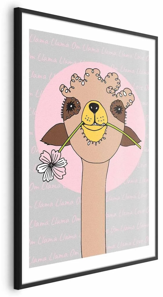 Plakat Wesoła lama 60x90 cm z ramą czarną z marginesem ARTGEIST B