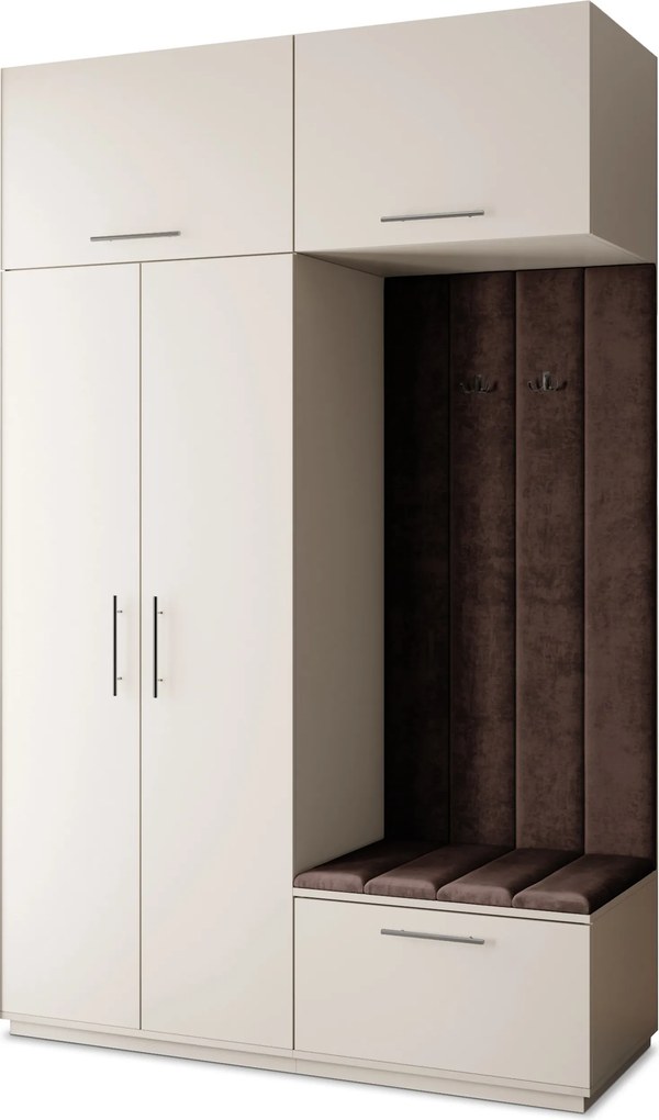 Masseno Garderoba REMA 150/240/60 cm Nowoczesna Szafa do Przedpokoju Kaszmir, MONOLITH 29 (Brązowy)