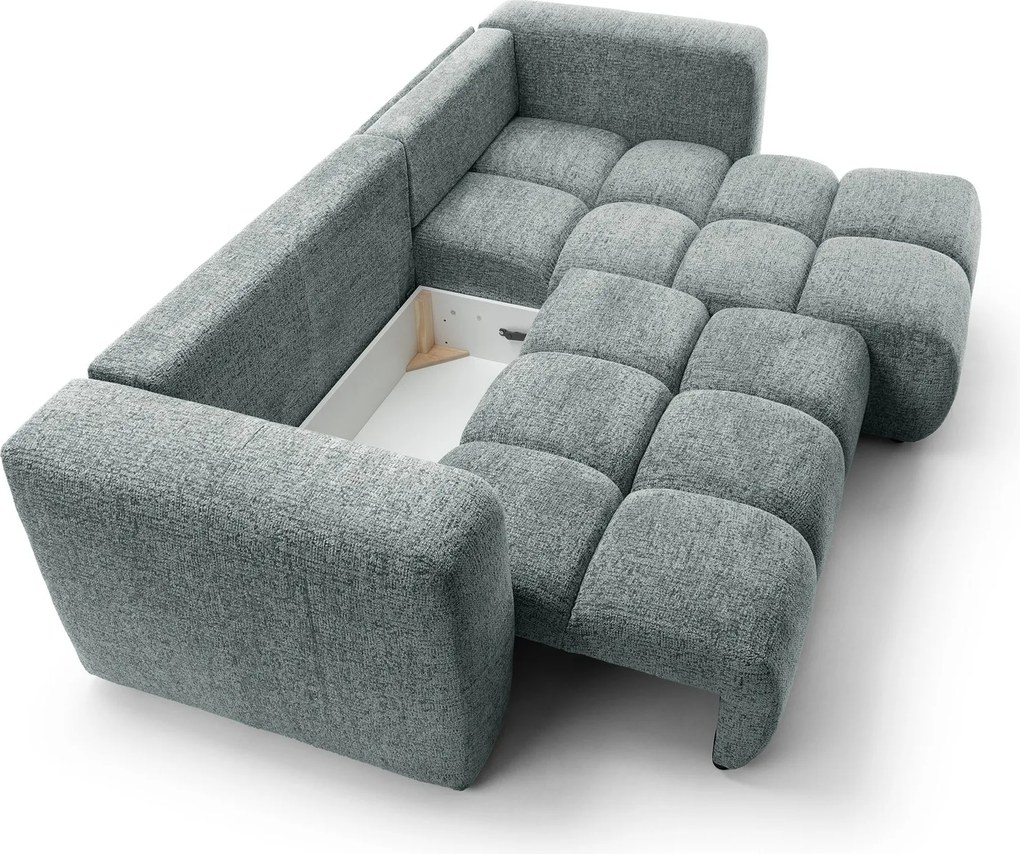 Masseno Narożnik ARTE z funkcją spania i pojemnikiem na pościel Narozniki L, Rozkładana sofa - Szary, BELLO 35