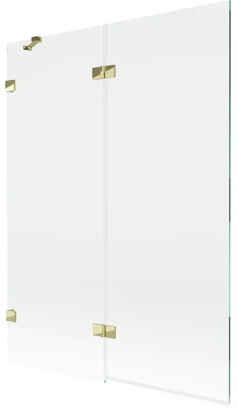 Mexen Lunar parawan nawannowy 2-skrzydłowy lewy 130 x 150 cm, transparent, złoty - 897-130-100-50-00-L