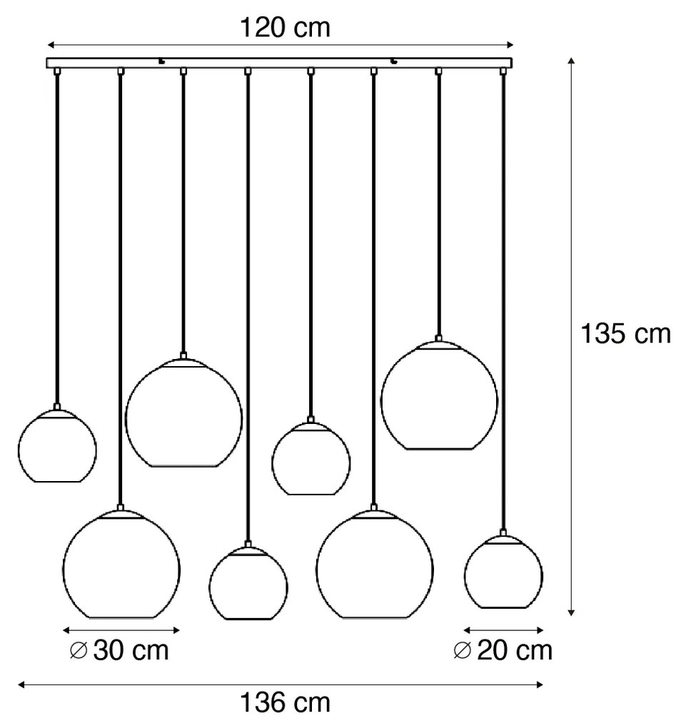 Lampa wisząca w stylu Art Deco beżowa z białym szkłem 8-punktowa - Sandra ArtDeco Oswietlenie wewnetrzne