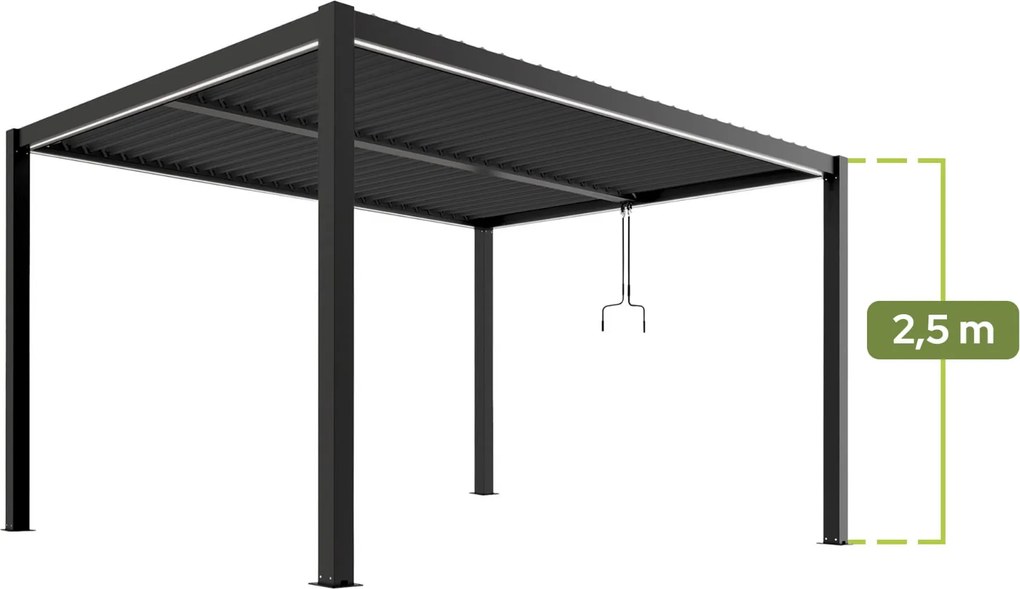 PERGOLA OGRODOWA LUXE 3X4X2.5M ANTRACYT Z LED