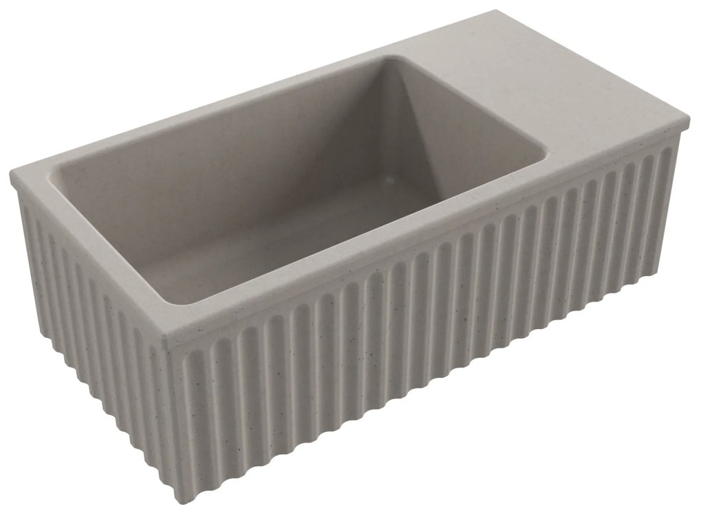 Umywalka betonowa ryflowana nablatowa / wisząca prostokątna 60 x 30 cm WELLE | różne kolory : Kolor - Cappuccino, Typ montażu - nablatowa