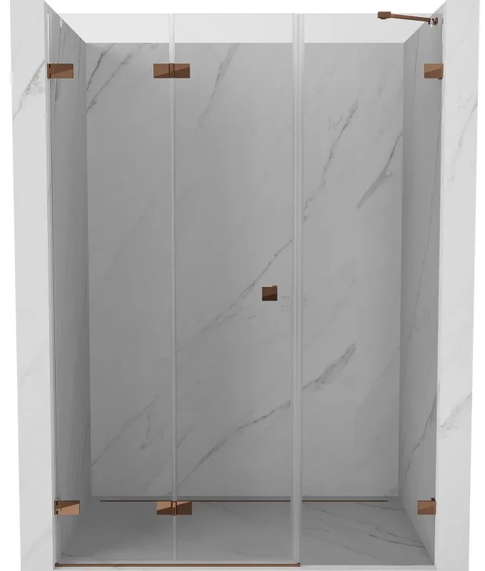 Mexen Lunar-F drzwi prysznicowe składane lewe 110 cm, transparent, różowe złoto - 836S-110-050-60-00-L