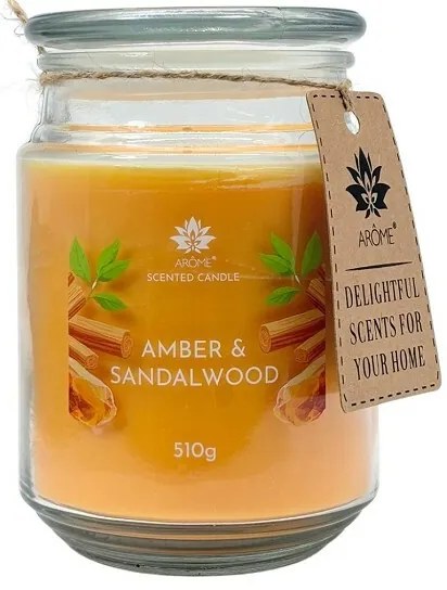 Arome Świeca w szkle 510 g, Amber & Sandalwood