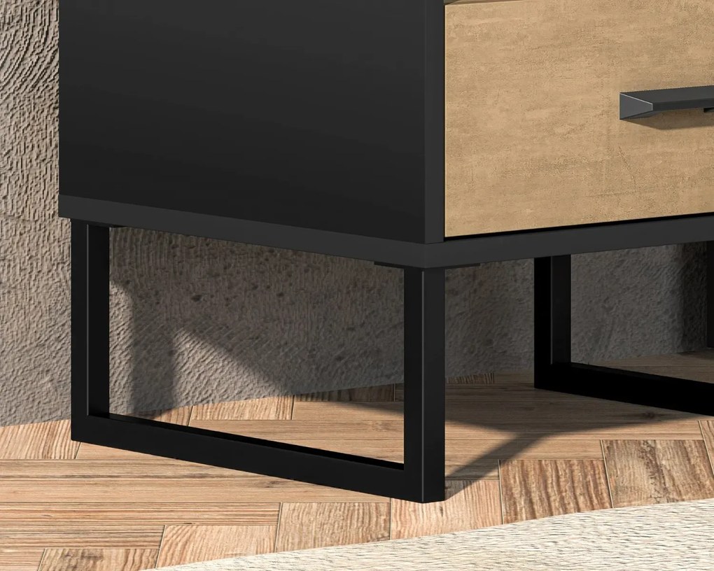 Szafka nocna młodzieżowa COLIN 08 dąb złoty craft/czarna ML MEBLE