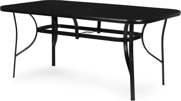 Stół ogrodowy Torello 094, 160x90 cm - czarny, z otworem na parasol