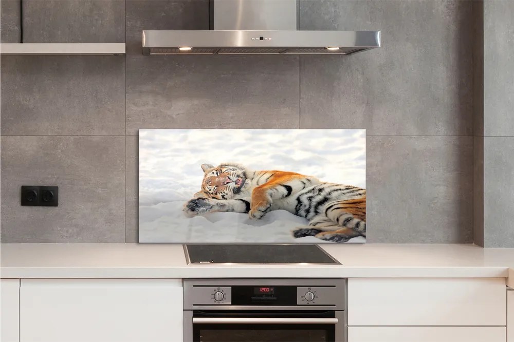 Szklany Panel Zimowy Portret Tygrysa
