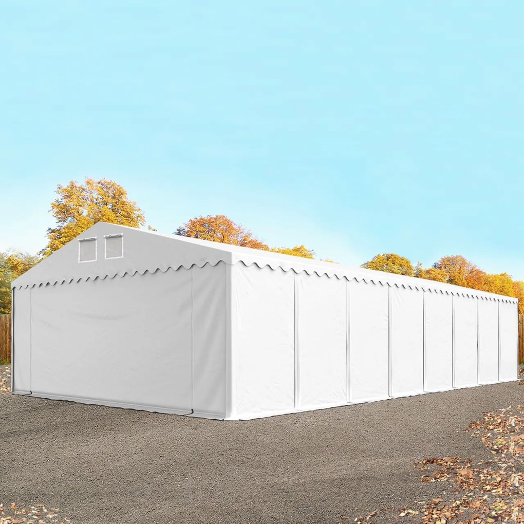 TOOLPORT 8x24m Namiot magazynowy - 2,6 m wysokość ścian bocznych, PVC 800, biały, bez statyki - (49236)