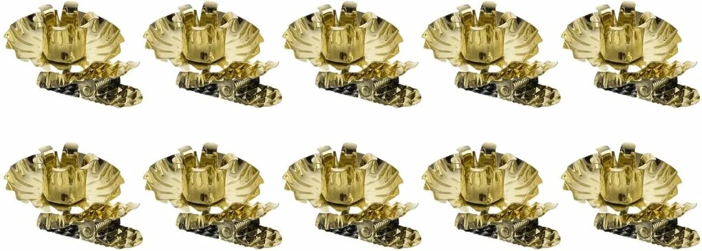 Orion Uchwyt na świeczki z klipsem, śr. 1,5 cm, 10 szt., złoty