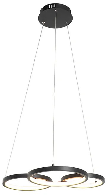 Lampa wisząca czarna z wbudowanym LED 3-stopniowy ściemniacz 3-światła - Rondas Nowoczesny Oswietlenie wewnetrzne