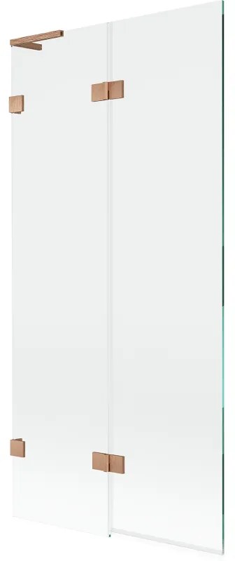 Mexen Lunar L parawan nawannowy 2-skrzydłowy lewy 90 x 150 cm, transparent, miedź szczotkowana - 897L-090-100-65-00-L