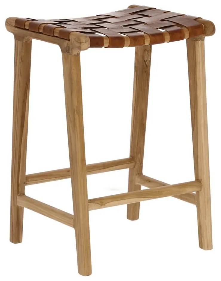 Hoker ze skóry w naturalnym kolorze (wysokość siedziska 67 cm) Calixta – Kave Home