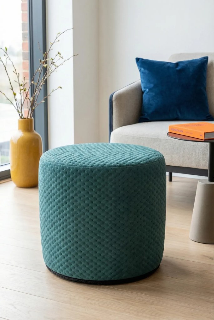 Zielona okrągła pikowana pufa D2-N41