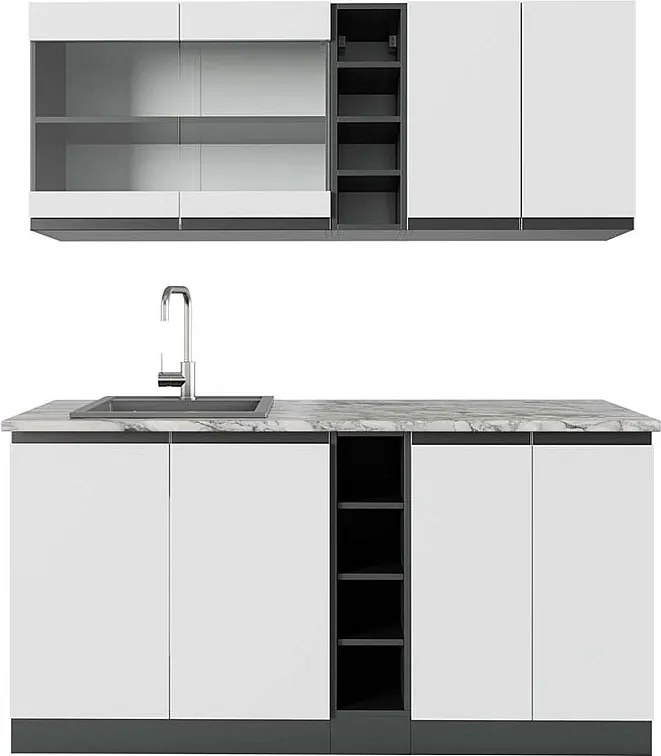 Pojedyncza kuchnia biały/antracyt 160x60x81.6 r-line