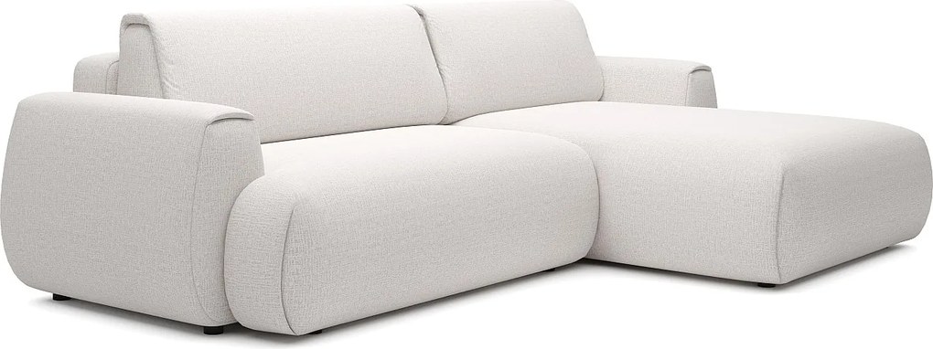 Kanapa narożna rozkładana z tkaniny szenilowej w kolorze białym ivory MONELIA