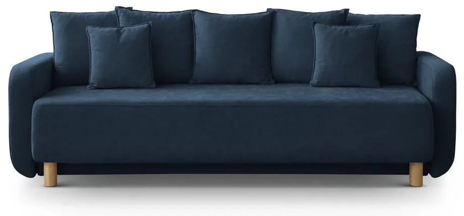 Ciemnoniebieska rozkładana sofa ze schowkiem 231 cm Elen – Micadoni