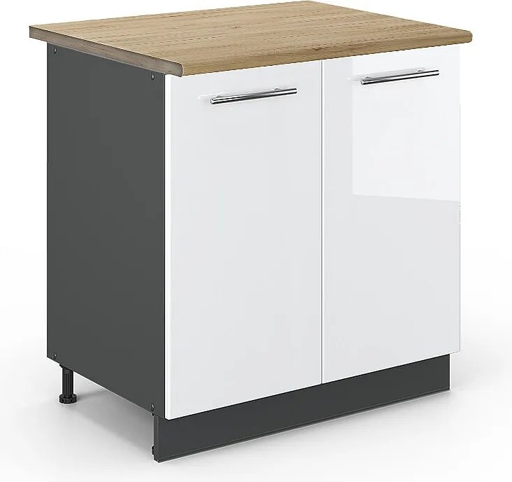 Szafka pod zlew biały wysoki połysk 80x60x82 fame-line