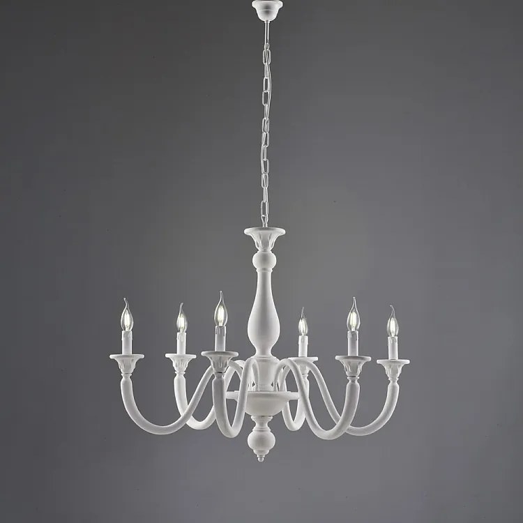 Żyrandol Lucca Shabby White Wooden 6 Lights 129 Ø86 BL271-6-BCO