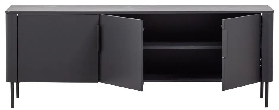 Szafka pod TV z litego drewna sosnowego w kolorze matowej czerni 154x56x44 cm Gunnar – WOOOD