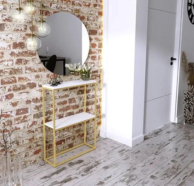 Minimalistyczna konsola złoty + biały połysk - Carello 3X