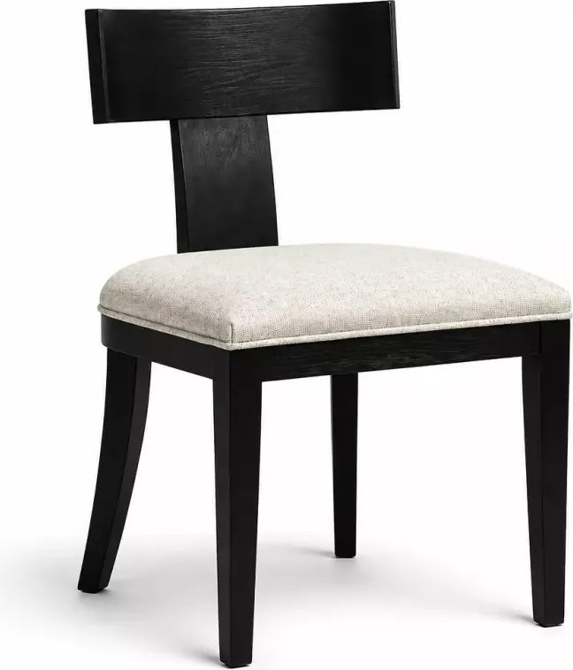 Drewniane czarne krzesło loft modern z kremowym tapicerowanym siedziskiem