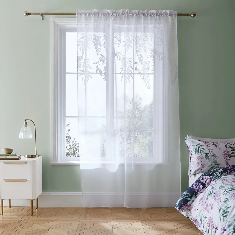 Biała firanka 183x140 cm Wisteria Floral – Catherine Lansfield