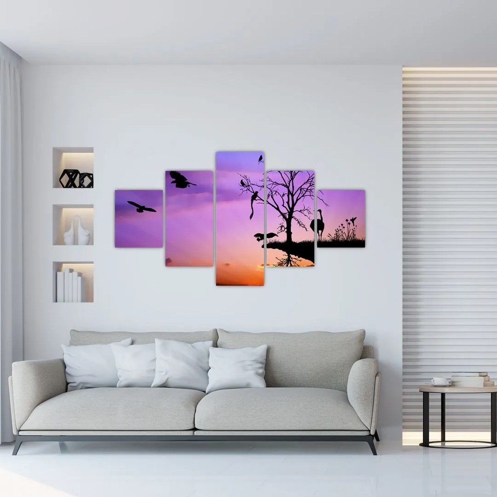 Obraz - Sylwetki zwierząt (125x70 cm)