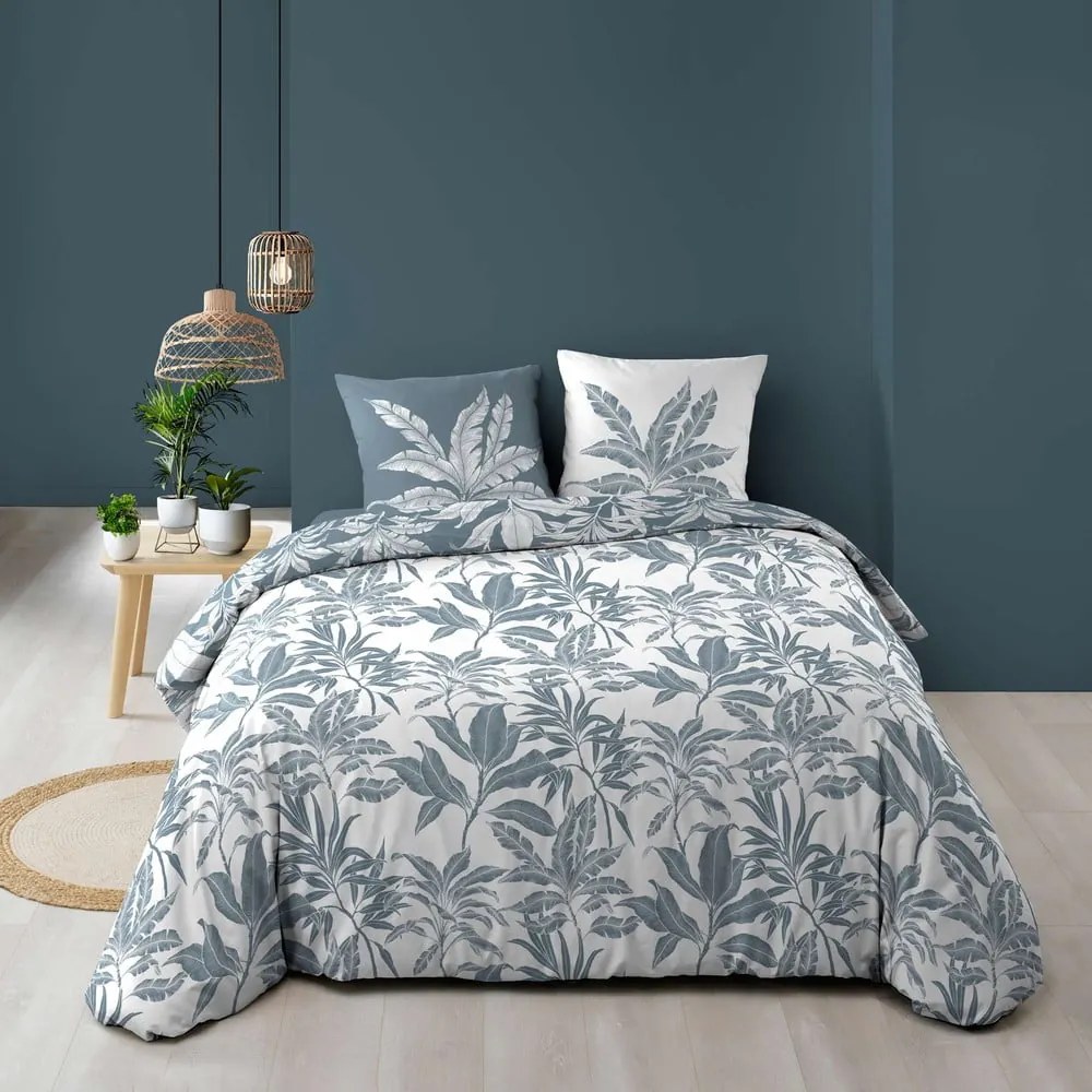 Biało-niebieska bawełniana pościel dwuosobowa 240x220 cm Hera – douceur d'intérieur