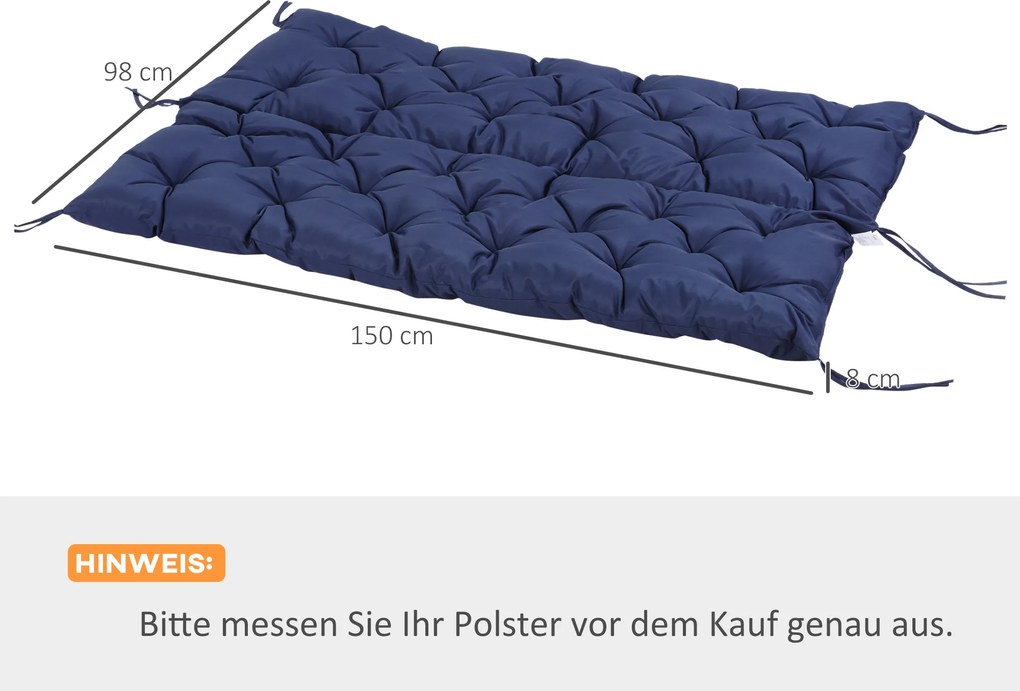Outsunny Poduszka na Ławkę z Paskami Mocującymi, dla do 3 osób, Grube Wypełnienie Piankowe, Poduszka Siedziskowa
