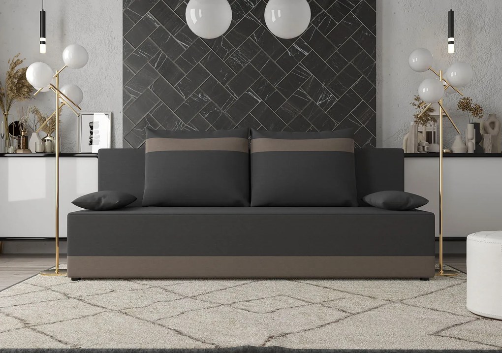 Szaro-brązowa sofa rozkładana z funkcją spania G2-N26