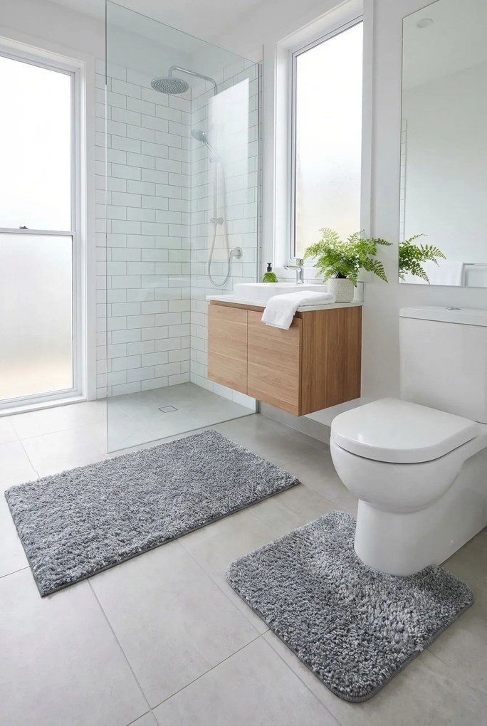 Szary Komplet Chodniczków Łazienkowych E5-F60